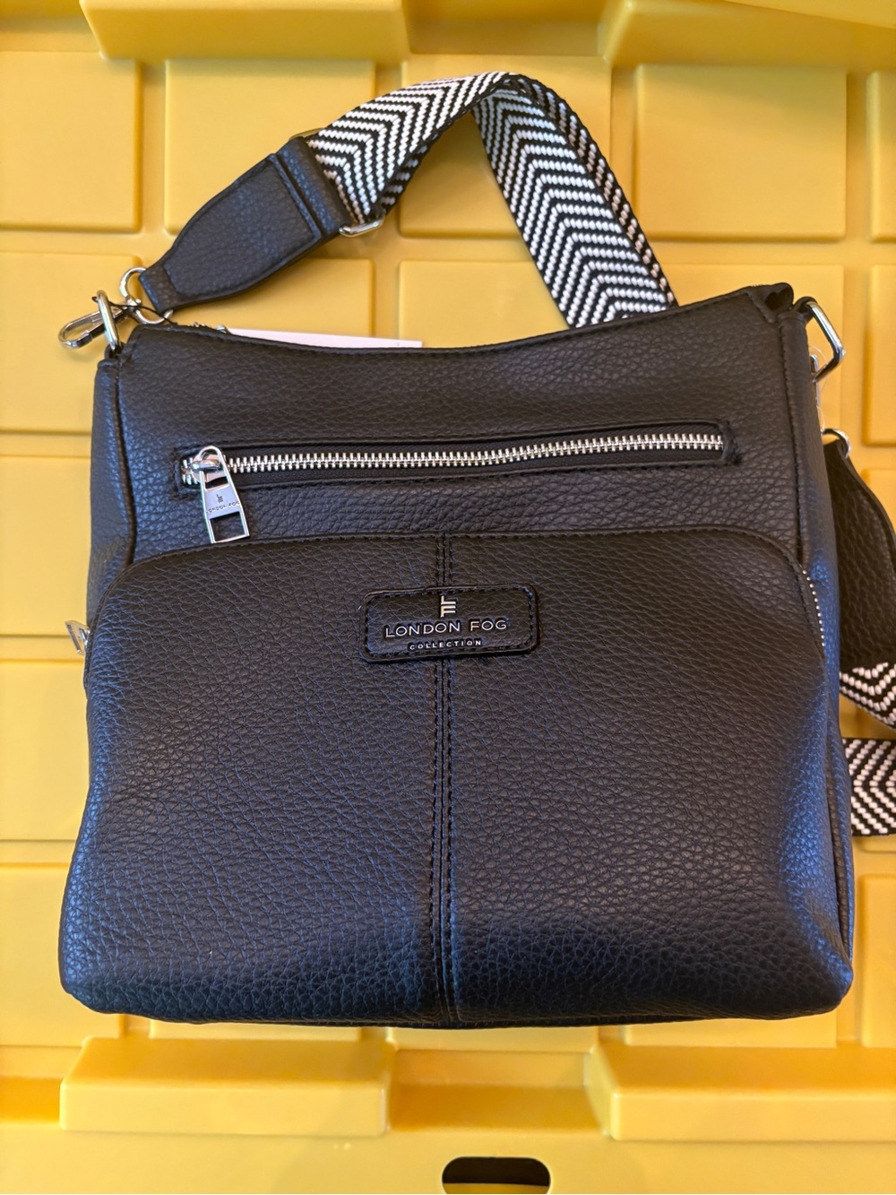 London Fog Black JANICE Multi Pocket Crossbody